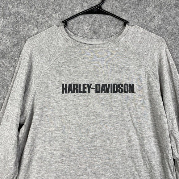 Harley Davidson Long Sleeve Shirt Adult Large Soft Logo Spellout Biker Rayon - Picture 2 of 8